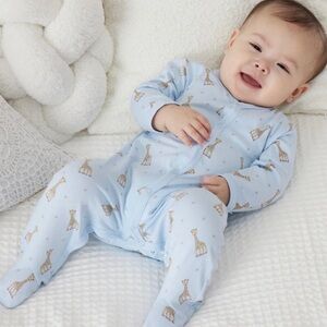 KISSY KISSY Baby Boy’s Sophie la girafe Blue Print Footie 6-9 months